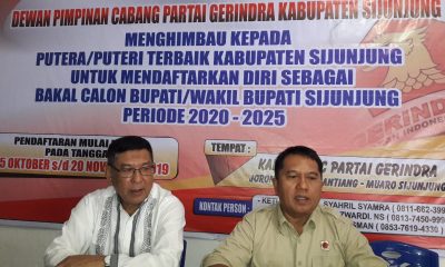 DPC Gerindra Kabupaten Sijunjung Terima Pendaftran Balon Bupati Dan Wakil Bupati