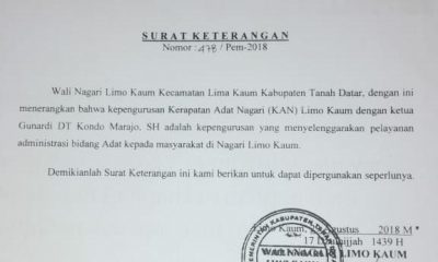 Dualisme Pengurus KAN Nagari Lima Kaum, Berujung Gugatan Ke Pengadilan Negeri – Beritasumbar.com